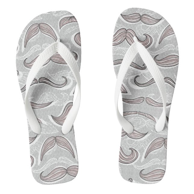 Trendy Moustache Pattern Thongs (Footbed)