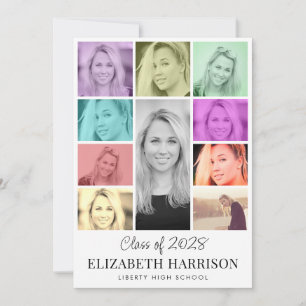 Trendy Multi-Colour Photo Collage Graduation Party Invitation