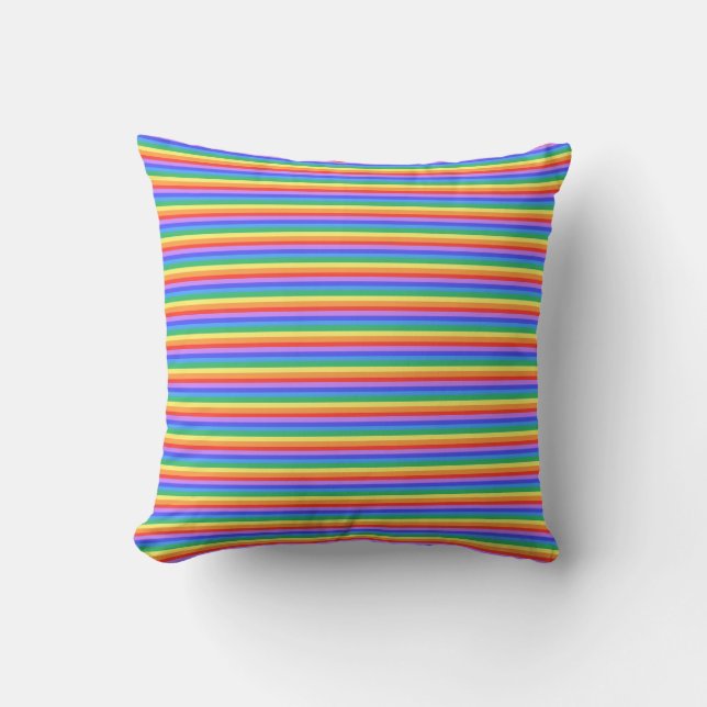 Trendy Multicolored Rainbow Stripes Cushion (Front)