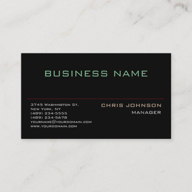 Trendy Multiple Colour Rich Black Business Card (Front)