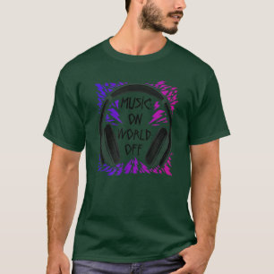 Trendy Music On World Off Retro Headphone Poster T-Shirt