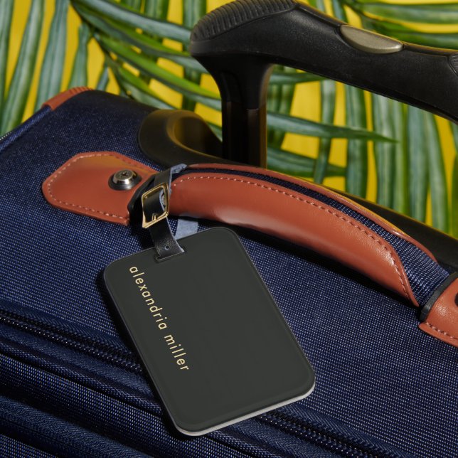 Trendy Mustard Colour Block Stripes Luggage Tag (Front Insitu 1)