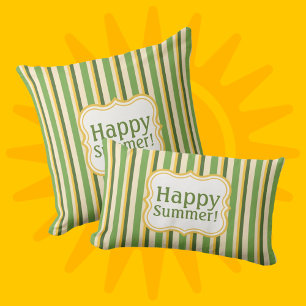 Trendy Mustard Yellow, Green and Cream Striped Cushion