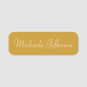 Trendy Mustard Yellow Handwritten Script Name Tag