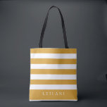 Trendy Mustard Yellow Stripe Pattern Tote Bag<br><div class="desc">Trendy mustard yellow and white stripe pattern,  tote bag. Personalise with name and bridal party title.</div>