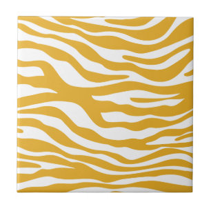 Trendy Mustard Yellow Zebra Print Pattern Ceramic Tile