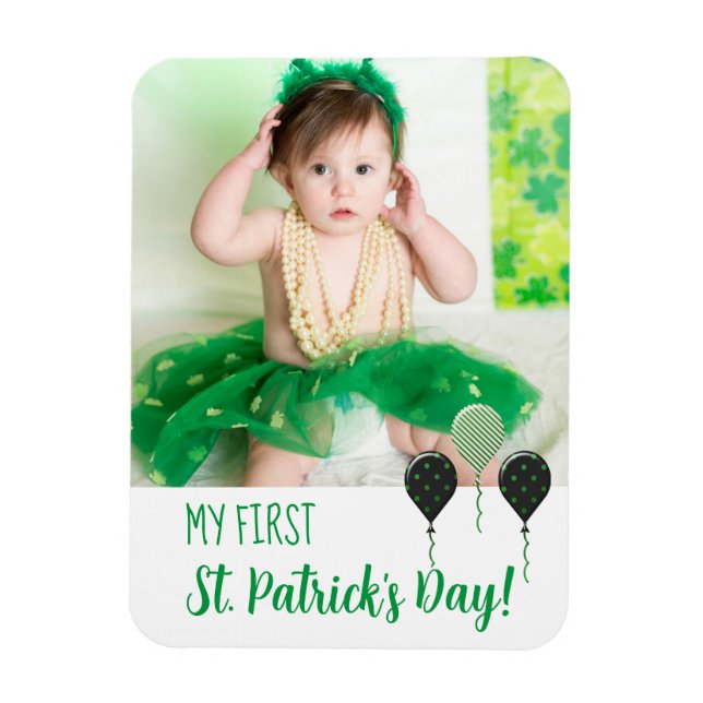 Trendy My First St. Patrick Day Announcement Photo Magnet (Vertical)