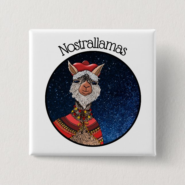 Trendy Mystical Nostradamus Llama Pun Halloween 15 Cm Square Badge (Front)