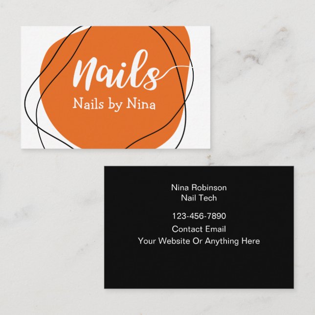 Trendy Nail Tech Manicurist Business Cards  (Front/Back)