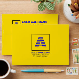 Trendy Name Monogram Front Return Address On Back Envelope