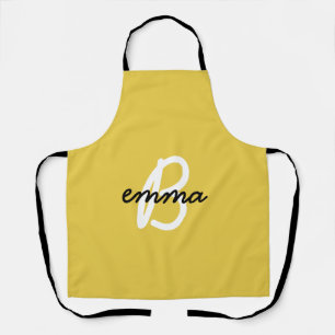 Trendy Name   Mustard Yellow Modern Initial Apron