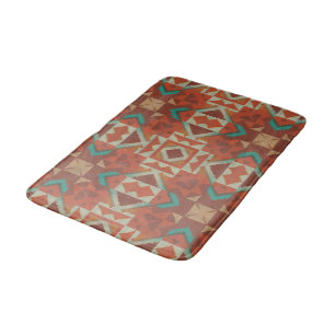 Trendy Native American Indian Tribe Mosaic Pattern Bath Mat