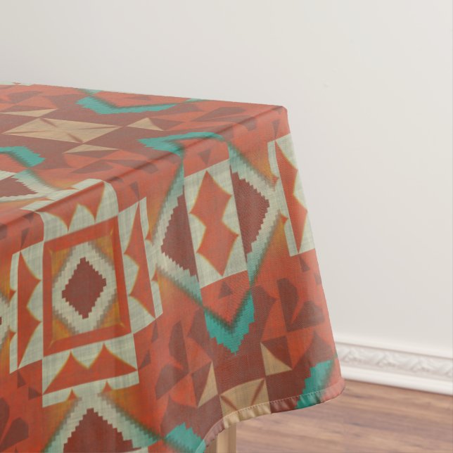 Trendy Native American Indian Tribe Mosaic Pattern Tablecloth (In Situ)