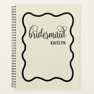 Trendy Natural and Black Retro Bridesmaid Planner
