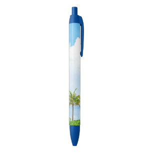 Trendy Nature Template Palms Blue Sky White Clouds Ink Pen