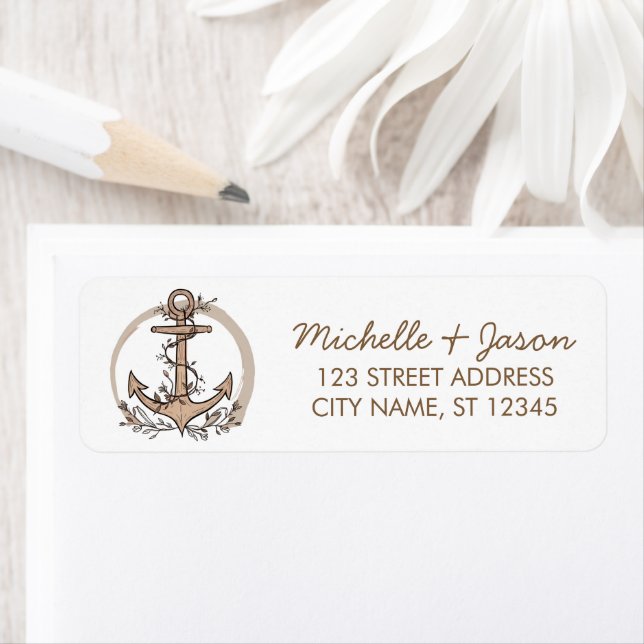 Trendy  Nautical Anchor Wedding Return Address  Label (Insitu)