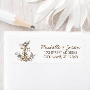 Trendy  Nautical Anchor Wedding Return Address  Label