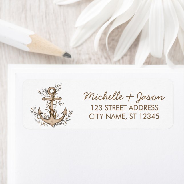Trendy  Nautical Anchor Wedding Return Address  Label (Insitu)