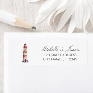 Trendy Nautical Lighthouse Wedding Return Address  Label