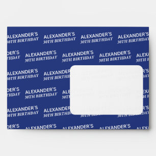 Trendy Navy Blue 30th Birthday Name Age Envelope