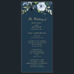 trendy navy blue and gold wedding program<br><div class="desc">A floral theme with watercolor navy and light blue flowers. You can personalise the text and colours on this wedding program.</div>