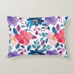 Trendy Navy Blue Blush Pink Purple Pattern Decorative Cushion