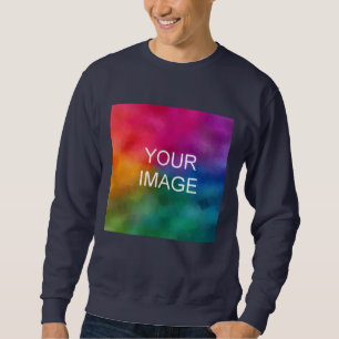Trendy Navy Blue Custom Add Image Logo Sweatshirt
