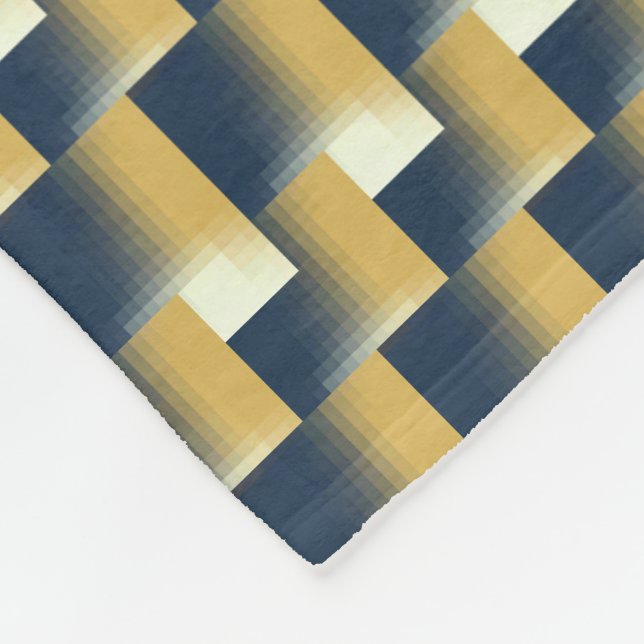 Trendy Navy Blue Mustard Yellow Stylish Pattern Fleece Blanket (Corner)