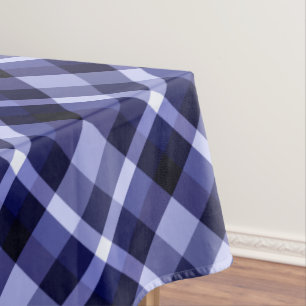 Trendy Navy Blue Plaid Pattern Small Tablecloth