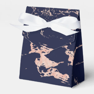 Trendy Navy Blue Rose Gold Foil Marble Favour Box