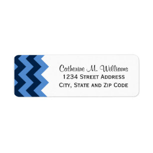 Trendy Navy & Light Blue Chevron Pattern Return Address Label