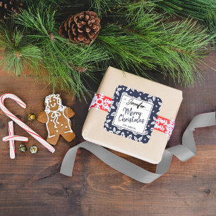 Trendy Navy & White Festive Christmas Gift Label