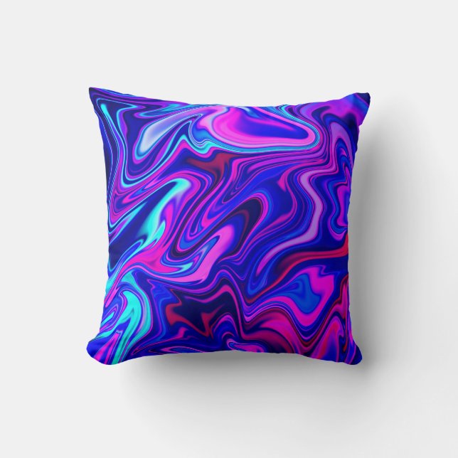 Trendy neon blue pink turquoise Abstract  Cushion (Front)