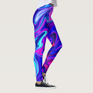 Trendy neon blue pink turquoise Abstract  Leggings