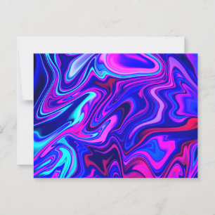 Trendy neon blue pink turquoise Abstract Postcard