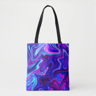 Trendy neon blue pink turquoise Abstract  Tote Bag