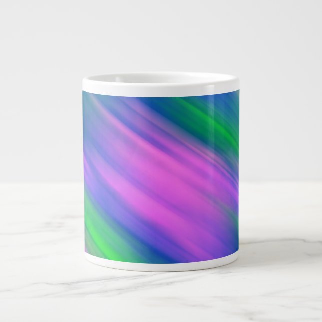 Trendy Neon Bright Blue green pink Abstract  Large Coffee Mug (Front)