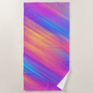 Trendy Neon Bright Blue Pink Yellow Abstract Beach Towel