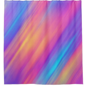 Trendy Neon Bright Blue Pink Yellow Abstract Shower Curtain