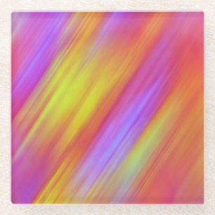 Trendy Neon Bright Red Pink Yellow Abstract Glass Coaster