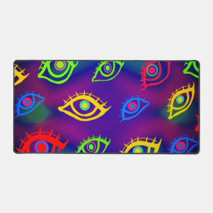 Trendy Neon Colourful Eyes Pattern  Desk Mat