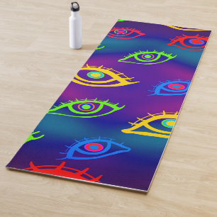 Trendy Neon Colourful Eyes Pattern Yoga Mat