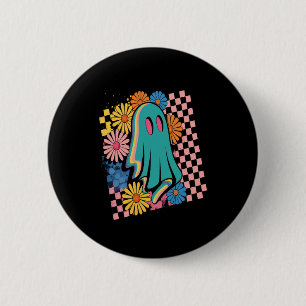 Trendy Neon Floral Ghost Halloween 6 Cm Round Badge