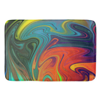 Trendy neon orange red blue yellow green Abstract  Bath Mat