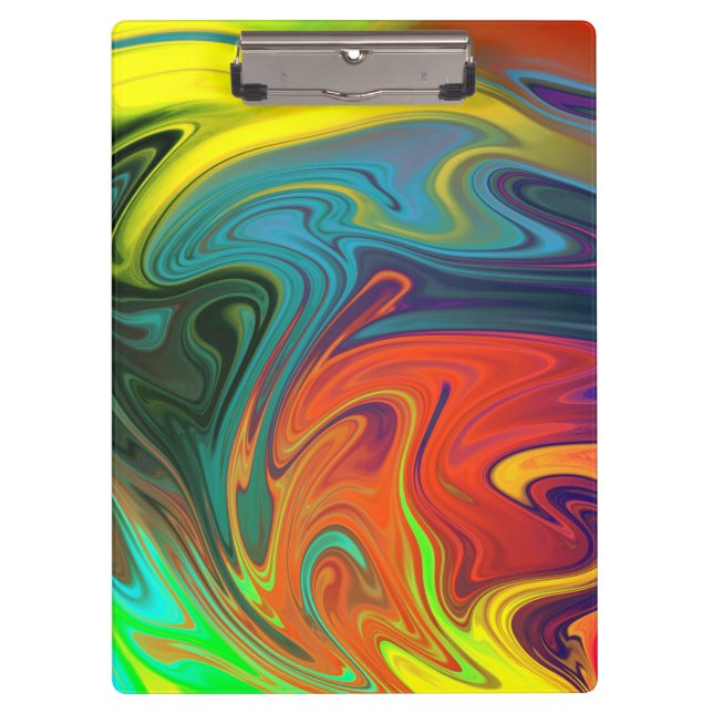 Trendy neon orange red blue yellow green Abstract  Clipboard (Front)