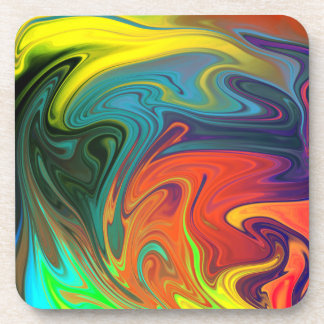 Trendy neon orange red blue yellow green Abstract  Coaster