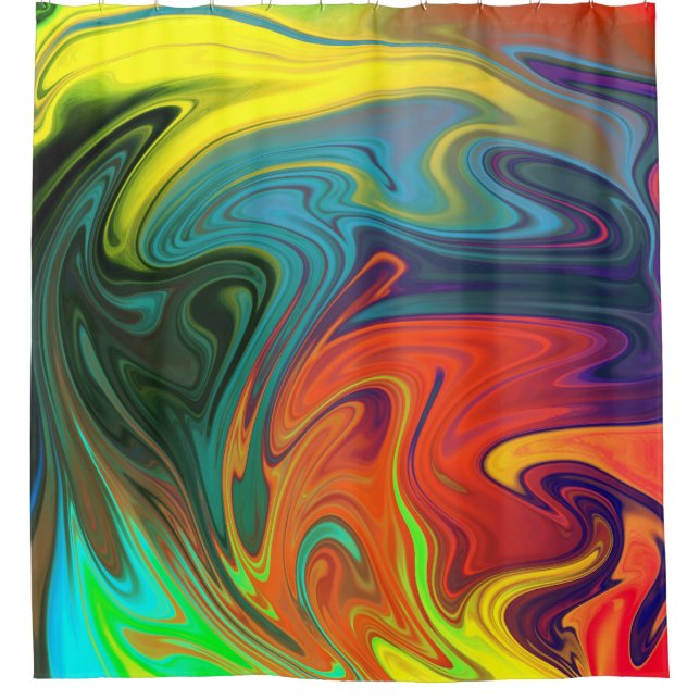 Trendy neon orange red blue yellow green Abstract  Shower Curtain (Front)