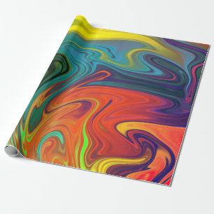 Trendy neon orange red blue yellow green Abstract  Wrapping Paper