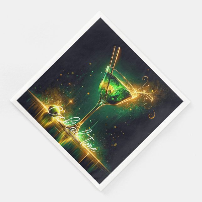 Trendy Neon Party Time Personalised Napkin (Corner)