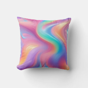 Trendy neon Pink Blue green abstract waves  Cushion